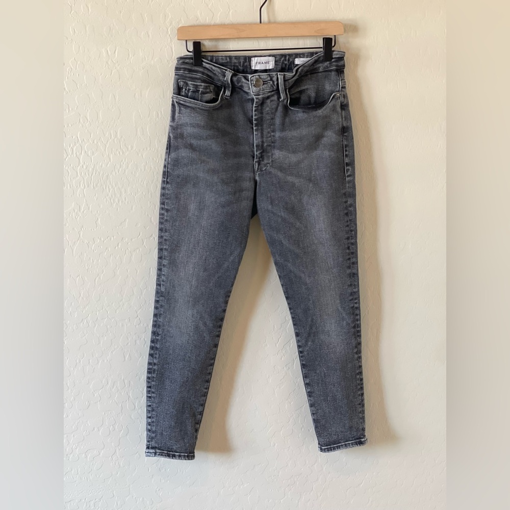 Women's Grey FRAME Le One Skinny Denim - 2 - Picture 3 of 6
